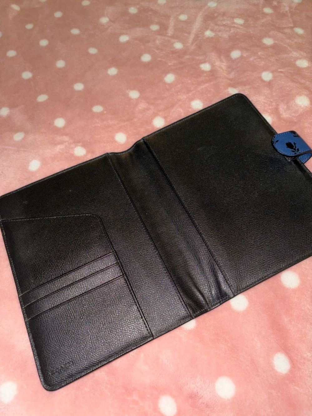 Coach Navy Blue Floral Leather Planner Journal Cover with Snap - Picture 7 of 13